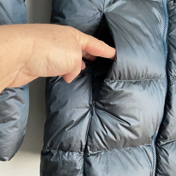 Eddie Bauer EB550 Luna Peak Down Parka Hooded Puffer Teal Coat Women's M Nylon - Picture 9 of 16